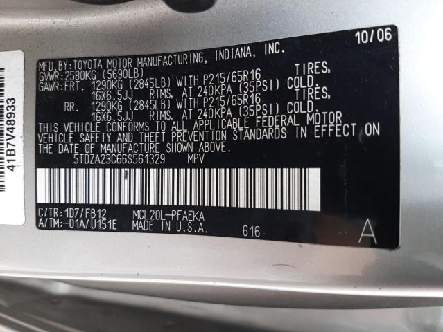 Photo 10 from auction – 2006 TOYOTA SIENNA CE with VIN 5TDZA23C66S561329