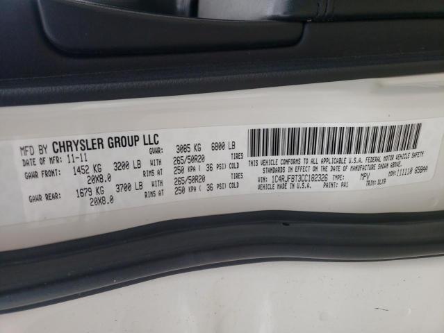 Photo 10 from auction – 2012 JEEP GRAND CHER with VIN 1C4RJFBT3CC182326