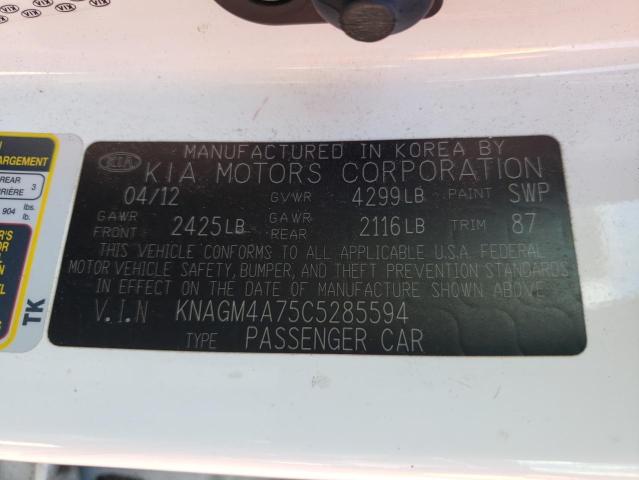 Photo 10 from auction – 2012 KIA OPTIMA LX with VIN KNAGM4A75C5285594