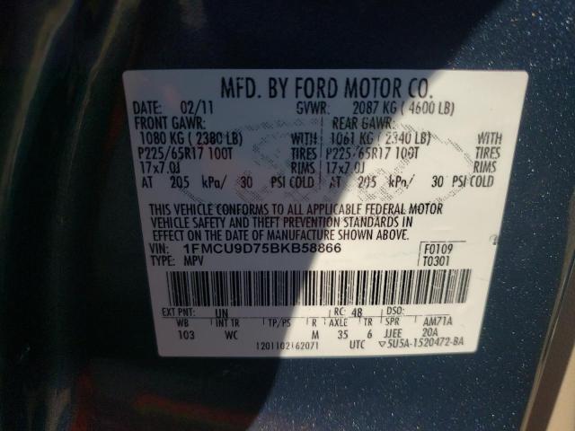 Foto 10 de la subasta – 2011 FORD ESCAPE XLT con VIN 1FMCU9D75BKB58866