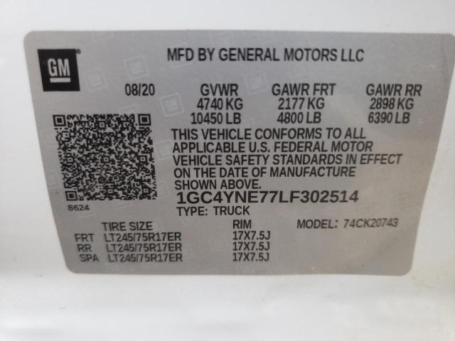 Zdjęcie 10 z aukcji – 2020 CHEVROLET SILVERADO z VIN 1GC4YNE77LF302514