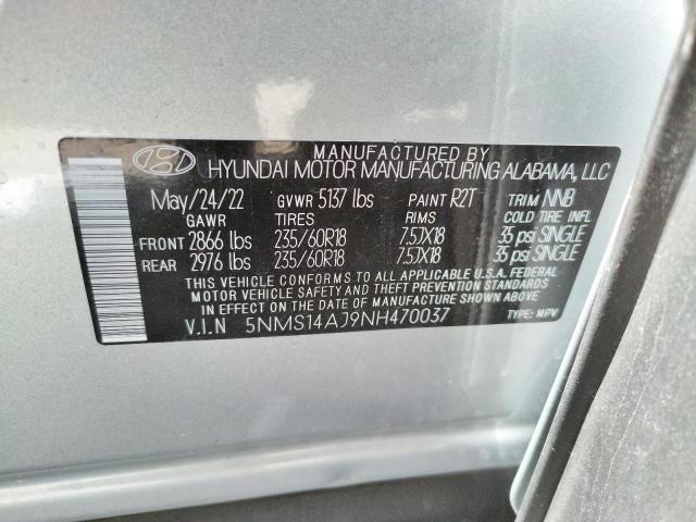 Photo 10 from auction – 2022 HYUNDAI SANTA FE S with VIN 5NMS14AJ9NH470037