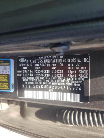 Photo 10 from auction – 2013 KIA SORENTO EX with VIN 5XYKUDA28DG319974
