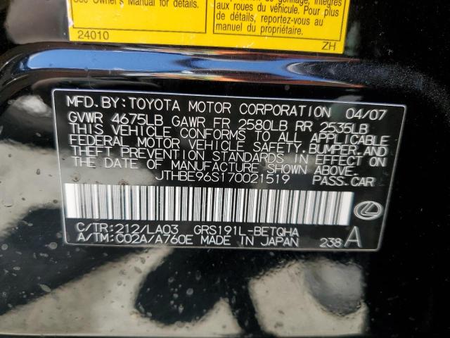 Photo 10 from auction – 2007 LEXUS GS 350 with VIN JTHBE96S170021519