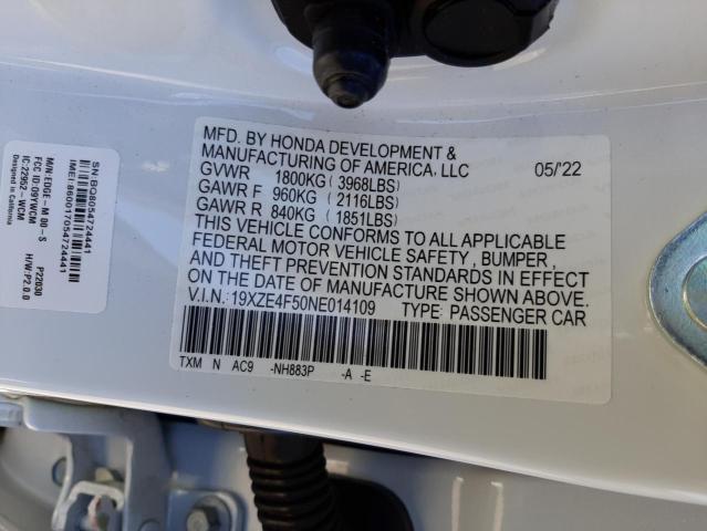 Photo 10 from auction – 2022 HONDA INSIGHT EX with VIN 19XZE4F50NE014109