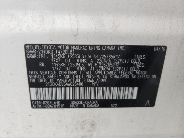 Photo 10 from auction – 2010 TOYOTA RAV4 LIMIT with VIN 2T3DK4DV6AW025488