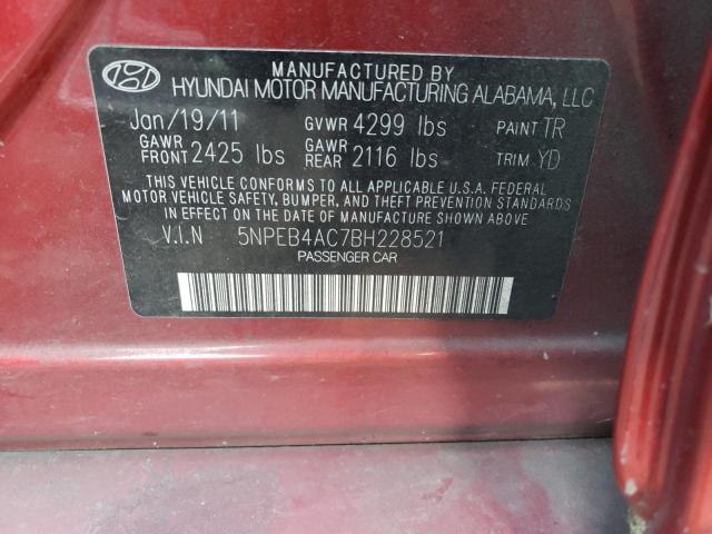 Photo 10 from auction – 2011 HYUNDAI SONATA GLS with VIN 5NPEB4AC7BH228521
