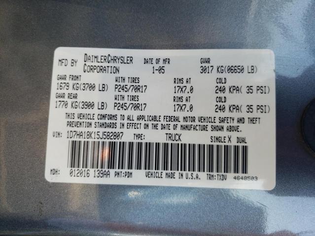 Photo 10 from auction – 2005 DODGE RAM 1500 S with VIN 1D7HA18K15J582807