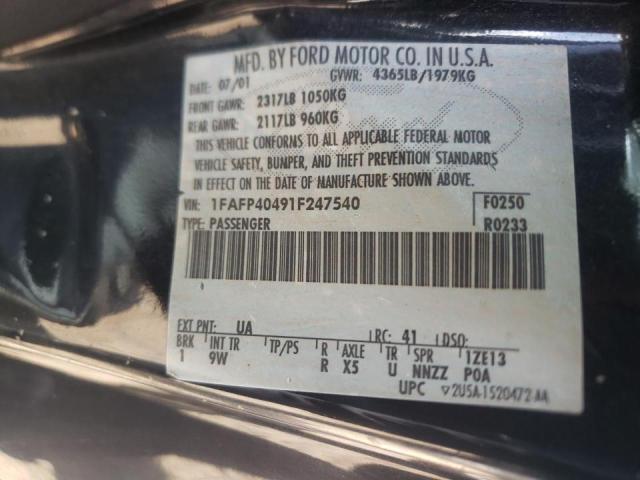 Photo 10 from auction – 2001 FORD MUSTANG with VIN 1FAFP40491F247540
