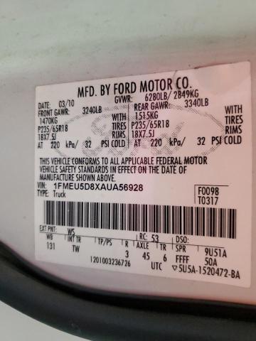 Photo 10 from auction – 2010 FORD EXPLORER S with VIN 1FMEU5D8XAUA56928