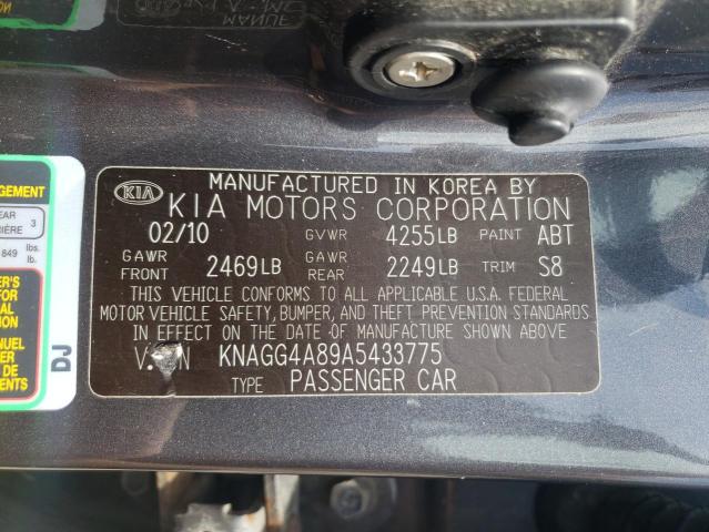Photo 10 from auction – 2010 KIA OPTIMA LX with VIN KNAGG4A89A5433775