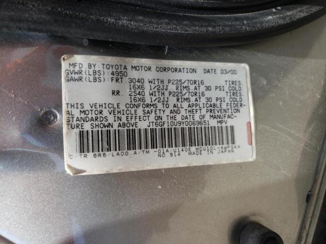 Photo 10 from auction – 2000 LEXUS RX 300 with VIN JT6GF10U9Y0069651
