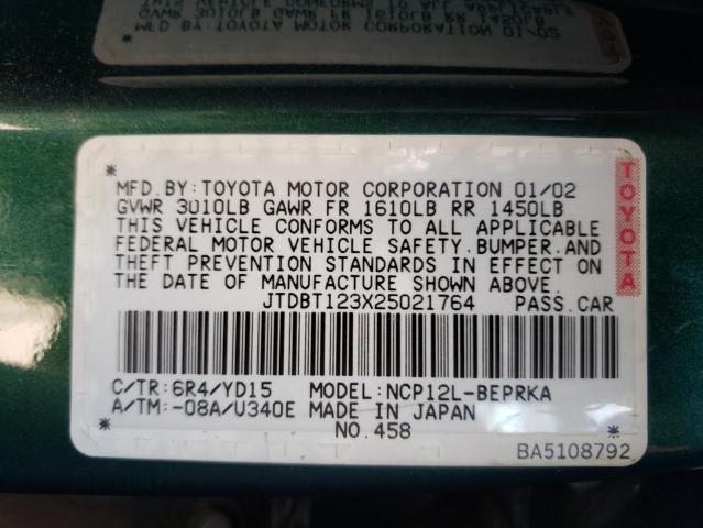 Photo 10 from auction – 2002 TOYOTA ECHO with VIN JTDBT123X25021764