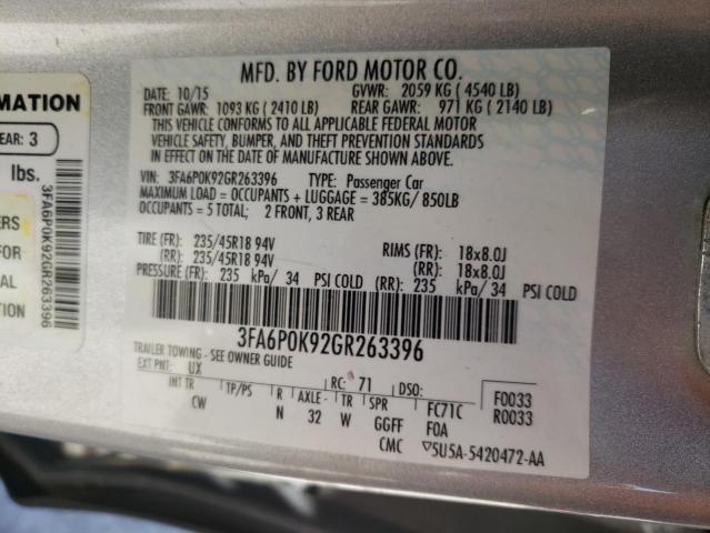 Photo 10 from auction – 2016 FORD FUSION TIT with VIN 3FA6P0K92GR263396