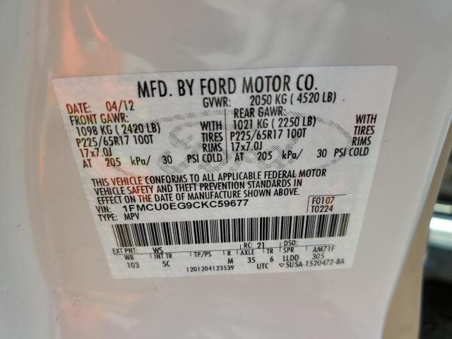 Photo 10 from auction – 2012 FORD ESCAPE LIM with VIN 1FMCU0EG9CKC59677