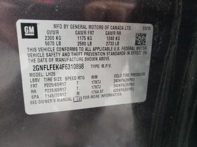 Photo 10 from auction – 2015 CHEVROLET EQUINOX LT with VIN 2GNFLFEK4F6310898