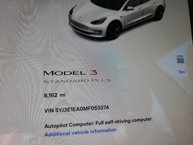 Photo 8 from auction – 2021 TESLA MODEL 3 with VIN 5YJ3E1EA0MF053374