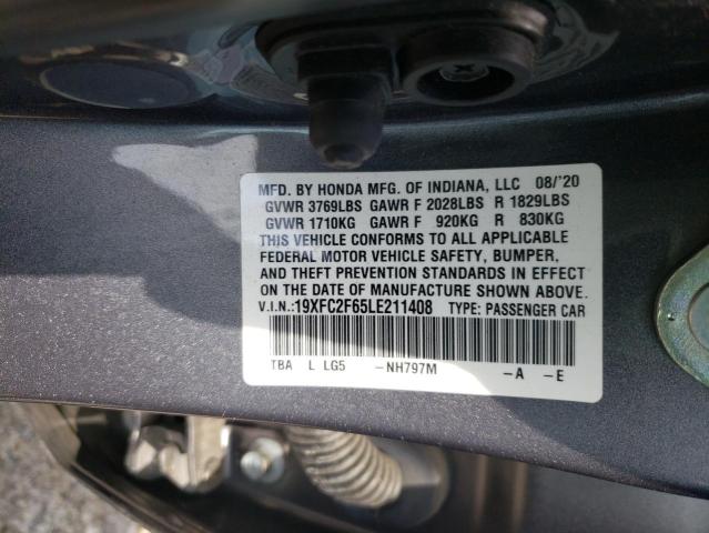 Photo 10 from auction – 2020 HONDA CIVIC LX with VIN 19XFC2F65LE211408