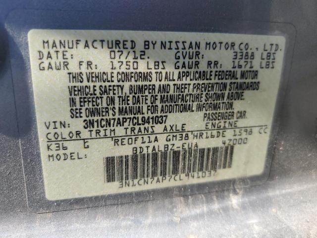 Photo 10 from auction – 2012 NISSAN VERSA S with VIN 3N1CN7AP7CL941037