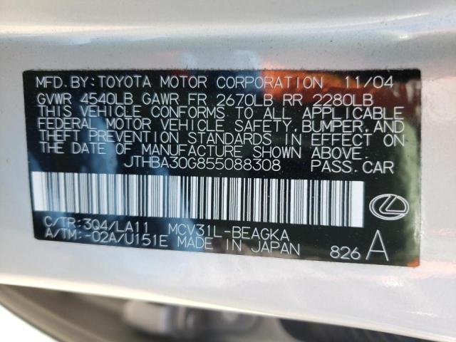 Photo 10 from auction – 2005 LEXUS ES 330 with VIN JTHBA30G855088308