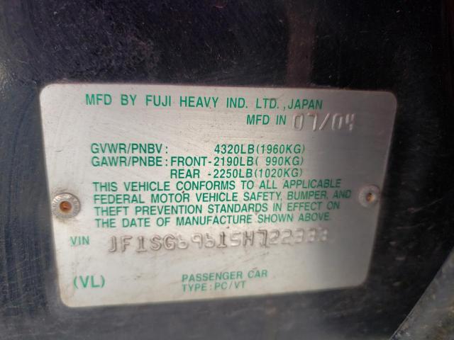 Photo 10 from auction – 2005 SUBARU FORESTER 2 with VIN JF1SG69615H722333