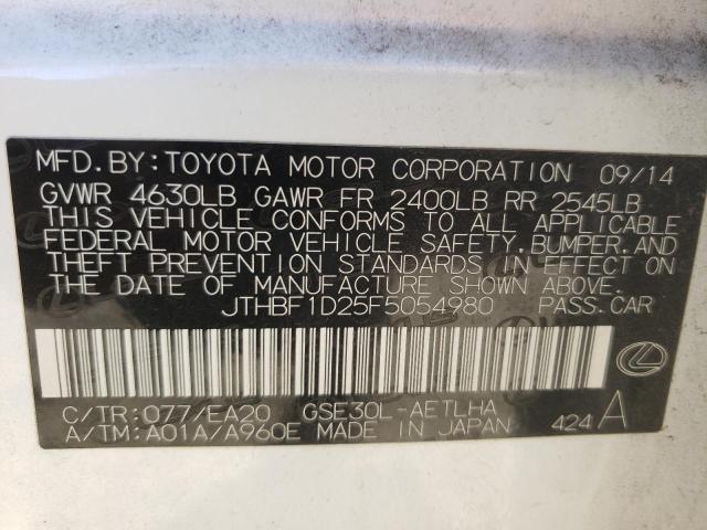 Photo 10 from auction – 2015 LEXUS IS 250 with VIN JTHBF1D25F5054980