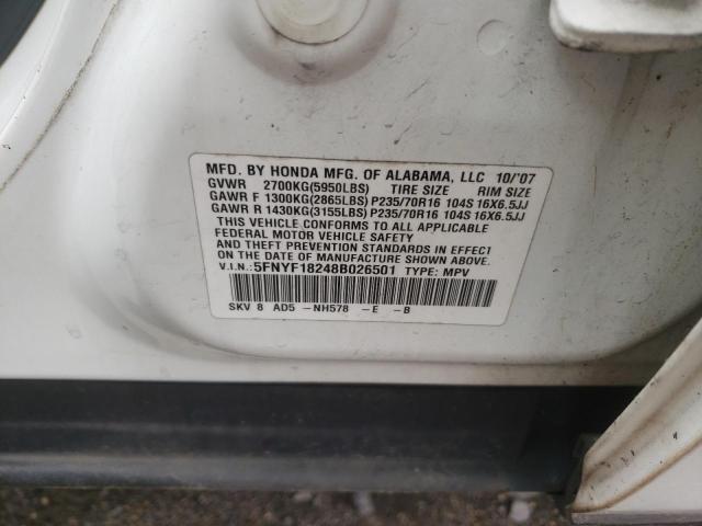 Photo 10 from auction – 2008 HONDA PILOT VP with VIN 5FNYF18248B026501