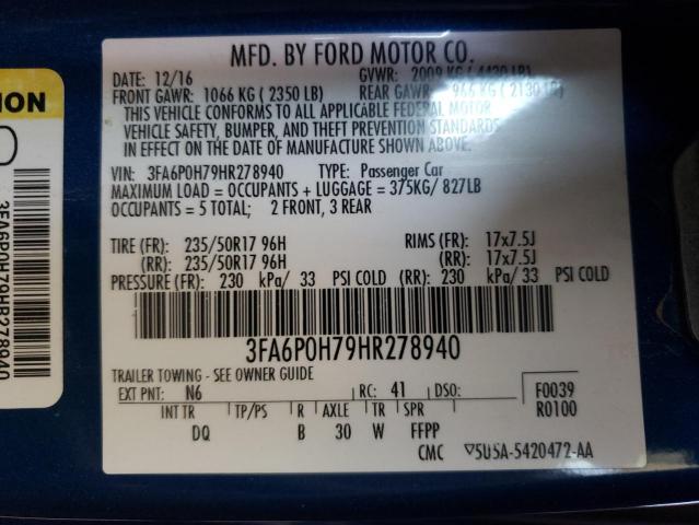 Photo 10 from auction – 2017 FORD FUSION SE with VIN 3FA6P0H79HR278940