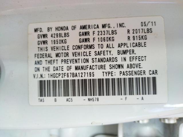 Photo 10 from auction – 2011 HONDA ACCORD SE with VIN 1HGCP2F67BA127195