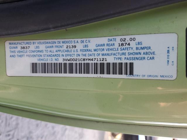 Photo 10 from auction – 2000 VOLKSWAGEN NEW BEETLE with VIN 3VWDD21C8YM471121