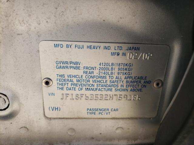 Photo 10 from auction – 2002 SUBARU FORESTER L with VIN JF1SF63532H759186