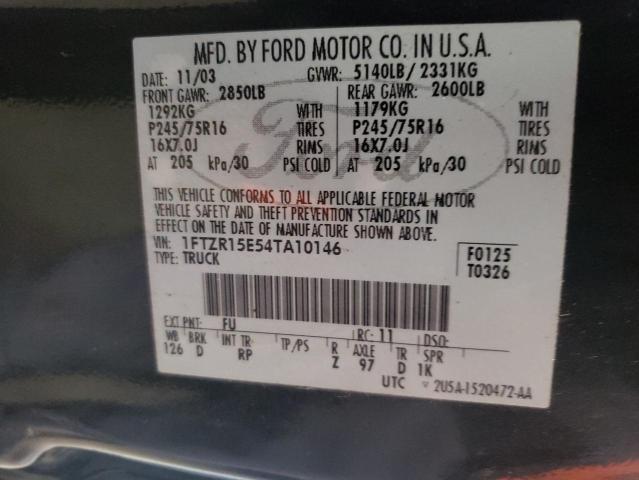 Photo 10 from auction – 2004 FORD RANGER SUP with VIN 1FTZR15E54TA10146