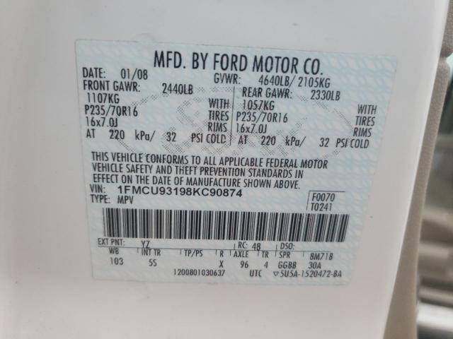 Photo 10 from auction – 2008 FORD ESCAPE XLT with VIN 1FMCU93198KC90874