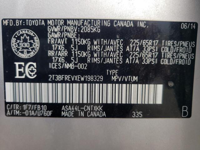 Photo 10 from auction – 2014 TOYOTA RAV4 LE with VIN 2T3BFREVXEW198329