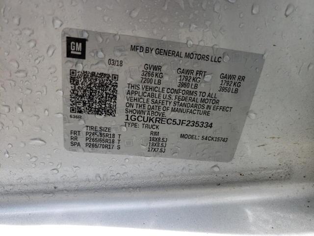 Photo 10 from auction – 2018 CHEVROLET SILVERADO with VIN 1GCUKREC5JF235334