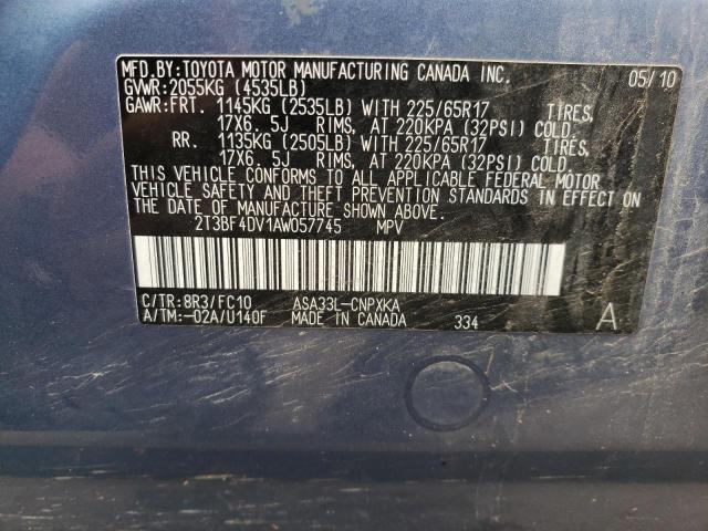 Photo 10 from auction – 2010 TOYOTA RAV4 with VIN 2T3BF4DV1AW057745