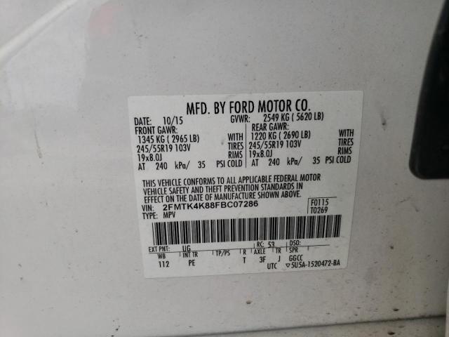Photo 10 from auction – 2015 FORD EDGE TITAN with VIN 2FMTK4K88FBC07286