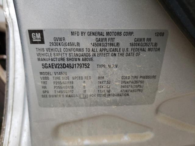 Photo 10 from auction – 2009 BUICK ENCLAVE CX with VIN 5GAEV23D49J179752