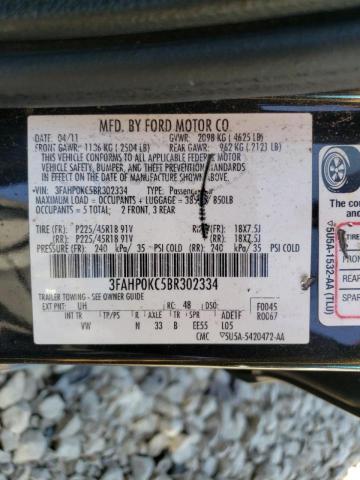 Photo 10 from auction – 2011 FORD FUSION SPO with VIN 3FAHP0KC5BR302334
