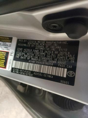 Photo 10 from auction – 2012 TOYOTA CAMRY BASE with VIN 4T4BF1FK4CR190258