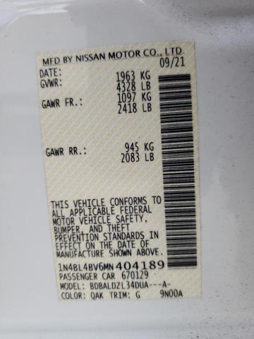 Photo 10 from auction – 2021 NISSAN ALTIMA S with VIN 1N4BL4BV6MN404189