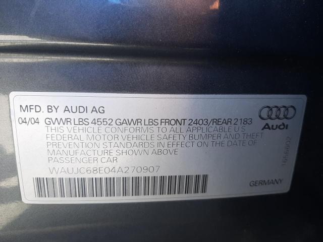 Photo 10 from auction – 2004 AUDI A4 1.8T with VIN WAUJC68E04A270907