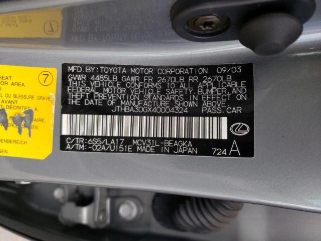 Zdjęcie 10 z aukcji – 2004 LEXUS ES 330 z VIN JTHBA30GX40004324
