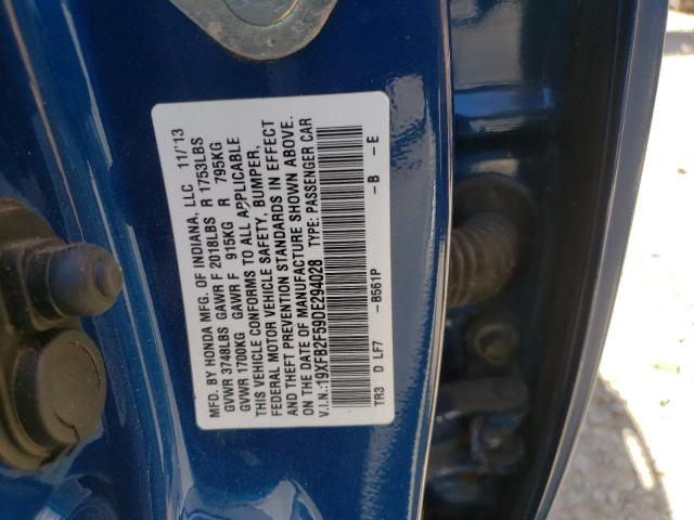 Photo 10 from auction – 2013 HONDA CIVIC LX with VIN 19XFB2F59DE294028