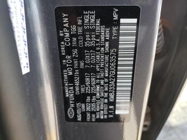 Photo 10 from auction – 2016 HYUNDAI TUCSON LIM with VIN KM8J33A27GU063575