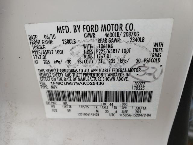 Photo 10 from auction – 2010 FORD ESCAPE LIM with VIN 1FMCU9E79AKD25436