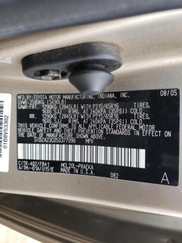 Photo 10 from auction – 2005 TOYOTA SIENNA CE with VIN 5TDZA23C05S377096