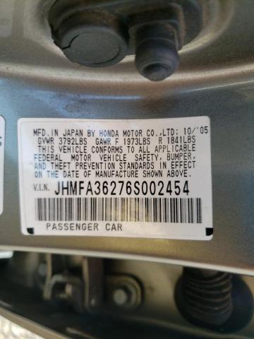Photo 10 from auction – 2006 HONDA CIVIC HYBR with VIN JHMFA36276S002454