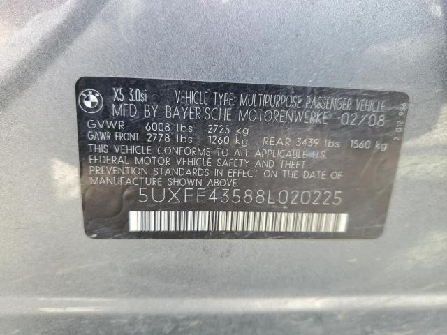 Photo 10 from auction – 2008 BMW X5 3.0I with VIN 5UXFE43588L020225