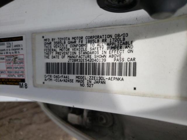 Photo 10 from auction – 2004 TOYOTA COROLLA CE with VIN JTDBR32E542040139